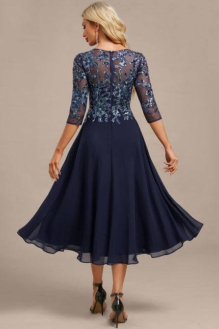 Robe de Soirée Élégance Marine Satinée - gallery 6