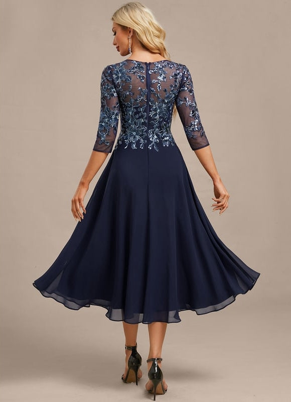 Robe de Soirée Élégance Marine Satinée - gallery 6