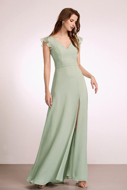 Robe de Soirée Mousseline Beige - gallery 5