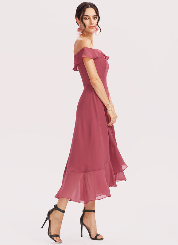 Robe de Soirée Mousseline Marine - gallery 3