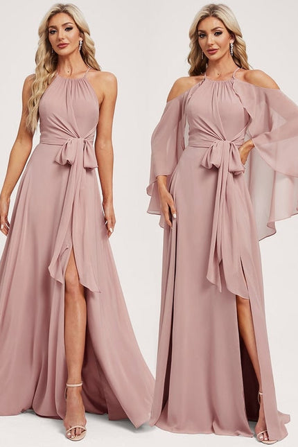 Robe de Soirée Rose Poudré Élégance