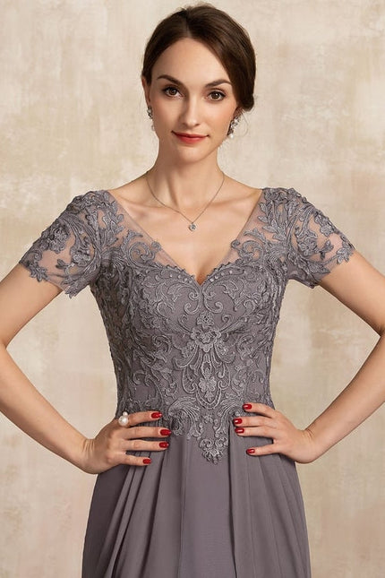 Robe de Soirée Élégance Grise Fendue - gallery 6