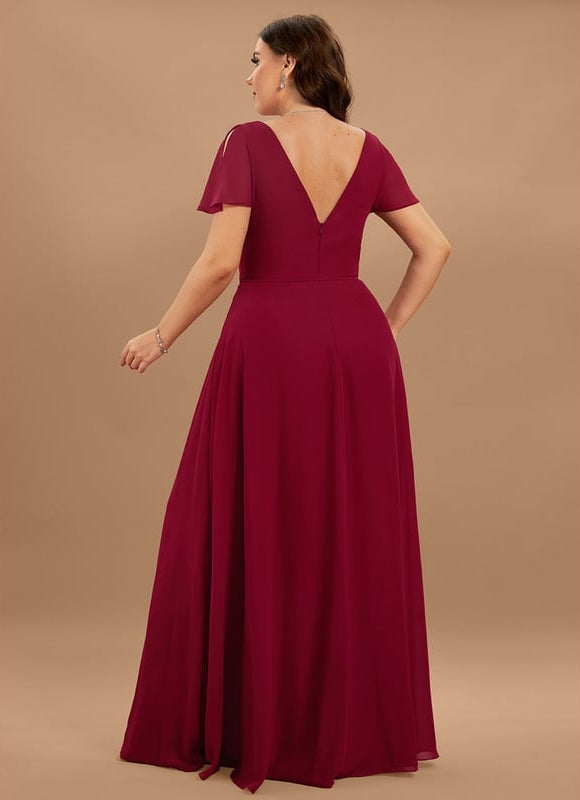 Robe de Soirée Mousseline Beige - gallery 5