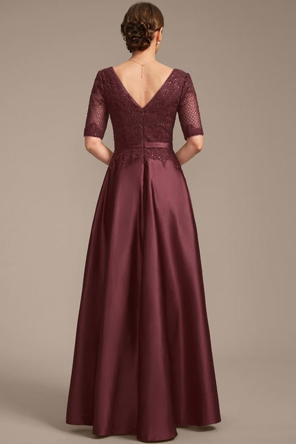 Robe de Soirée Bourgogne Satiné - gallery 6