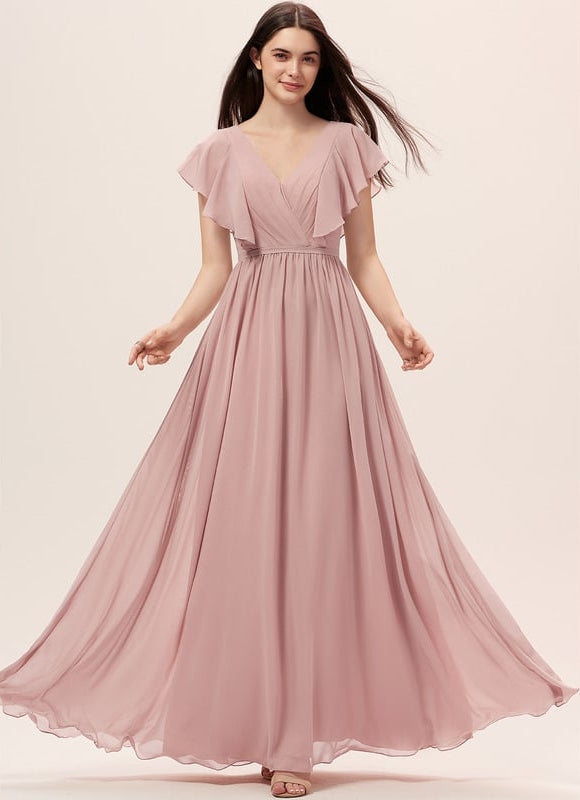 Robe de Soirée Mousseline Beige