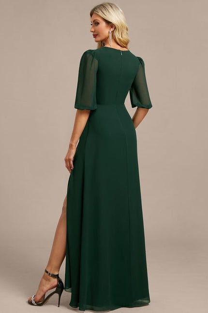 Robe de Soirée Fluide Émeraude - gallery 6