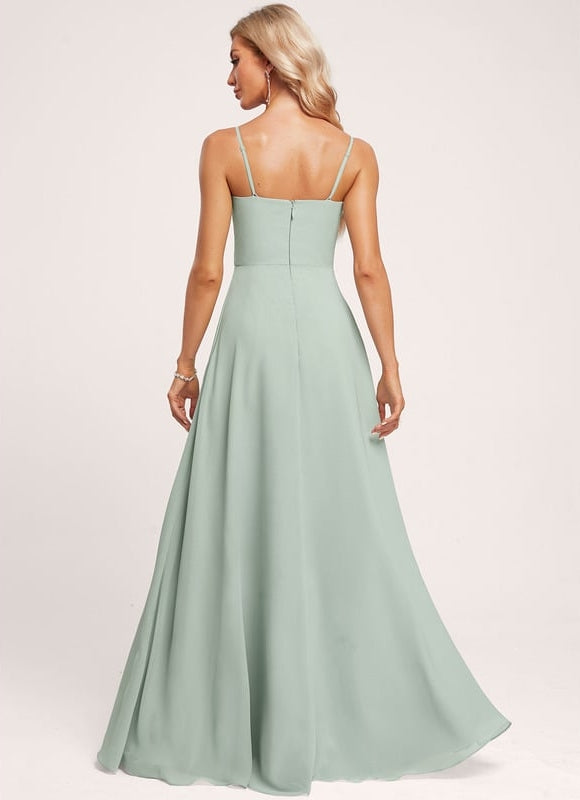 Robe de Soirée Fluide Vert Deau - gallery 1