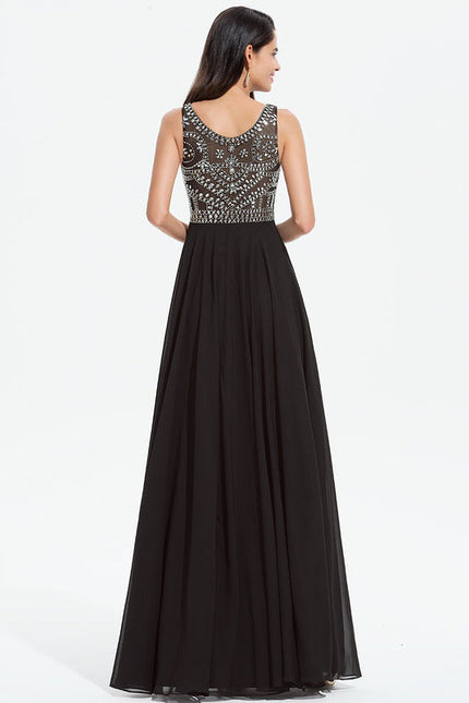 Robe de Soirée Noir Élégant Flottant - gallery 1