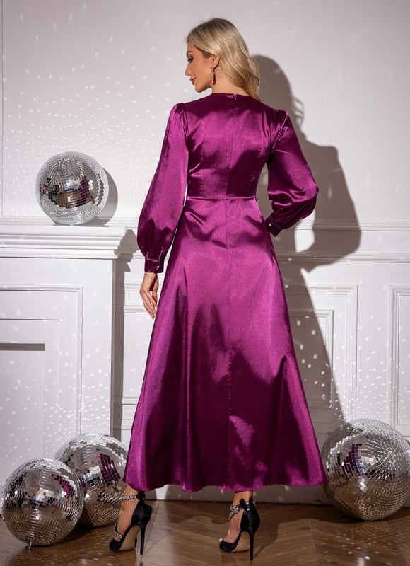 Robe de Soirée Satin Fuchsia - gallery 1