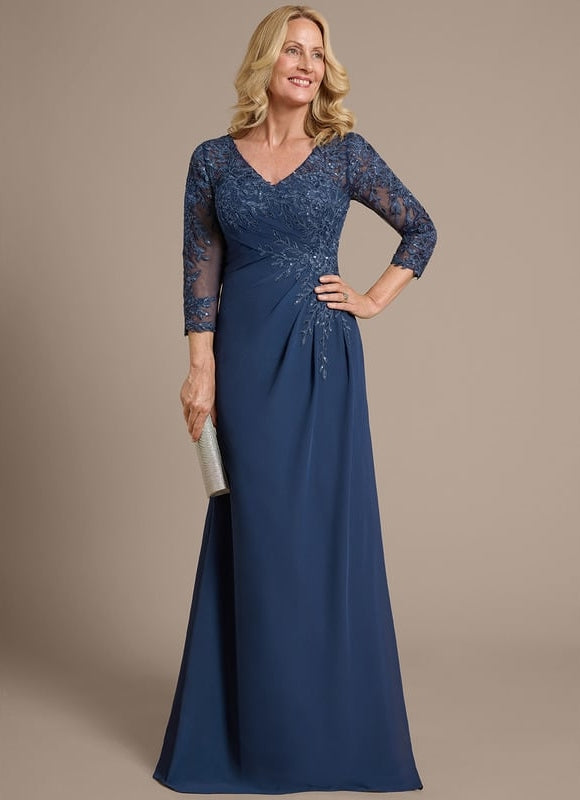 Robe de Soirée Bleu Élégant