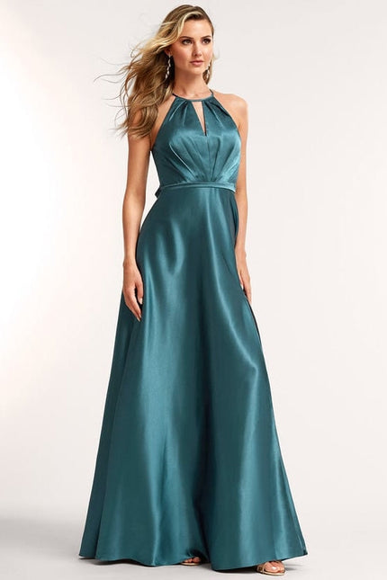 Robe de Soirée Satin Bleu Clair - gallery 4
