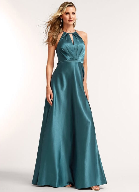 Robe de Soirée Satin Bleu Clair - gallery 4
