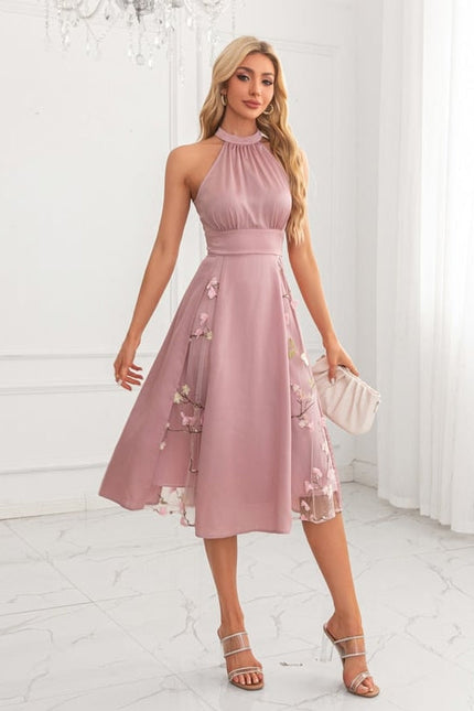 Robe de Soirée Midi Florale Satinée - gallery 3