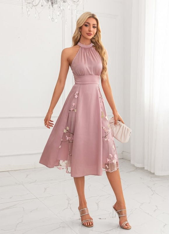 Robe de Soirée Midi Florale Satinée - gallery 3