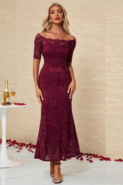 Robe de Soirée Bordeaux Florale - gallery 4