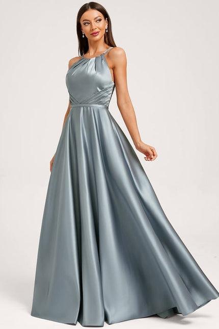 Robe de Soirée Satin Aquatique - gallery 1