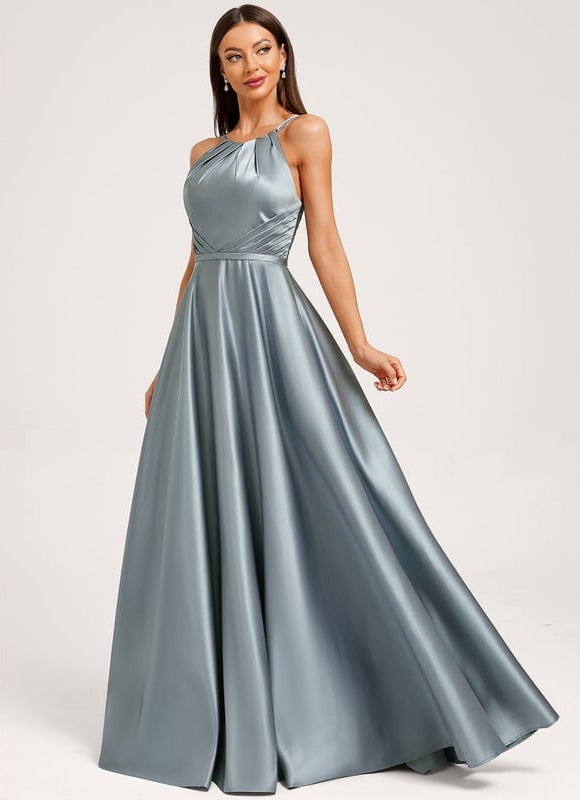 Robe de Soirée Satin Aquatique - gallery 1