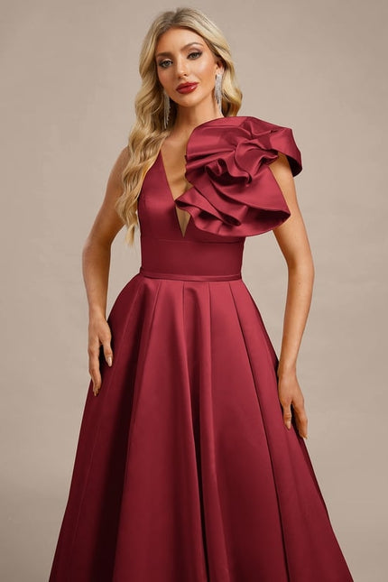 Robe de Soirée Bordeaux Volumineuse - gallery 1