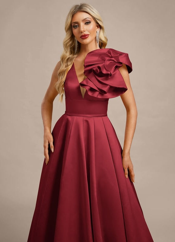 Robe de Soirée Bordeaux Volumineuse - gallery 1