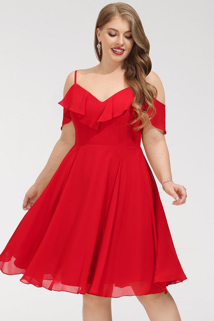 Robe De Soirée Mousseline Rouge - gallery 5