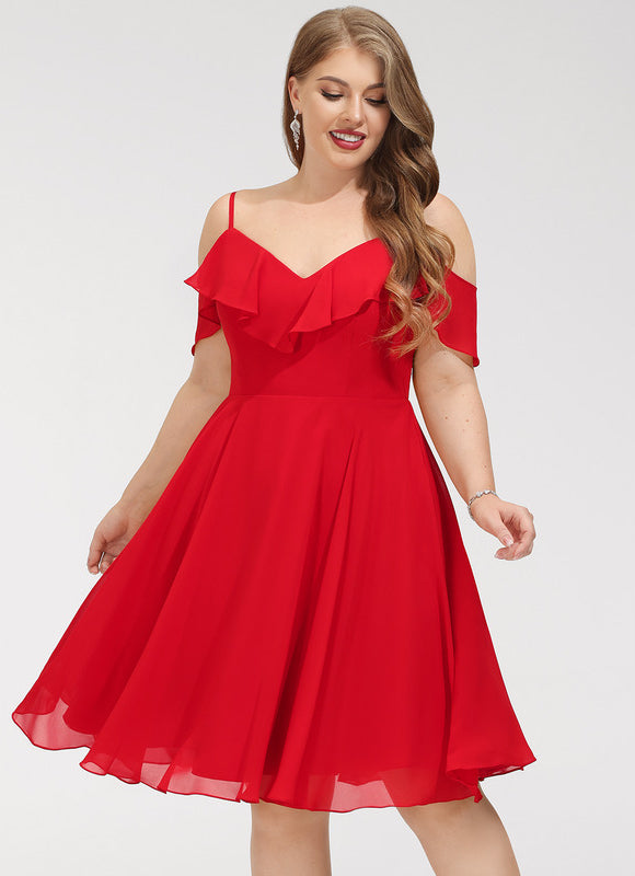 Robe De Soirée Mousseline Rouge - gallery 5