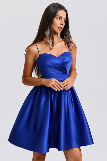 Robe de Soirée Satinée Bleue - gallery 1