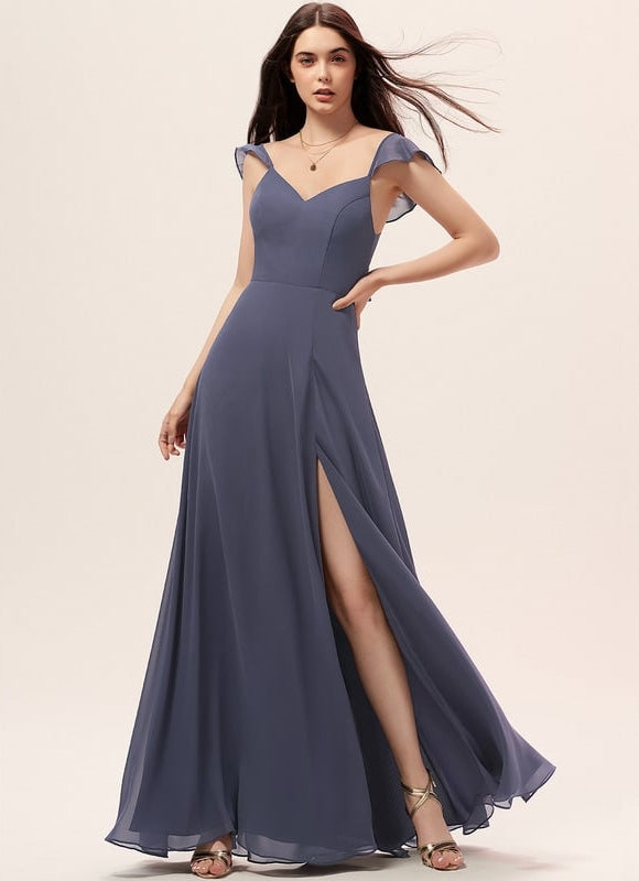 Robe de Soirée Mousseline Beige