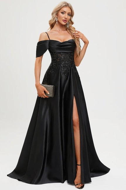 Robe de Soirée Noir Satin Glamour - gallery 2