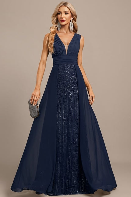 Robe de Soirée Élégance Marine Pailletée - gallery 4
