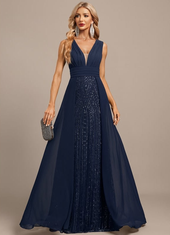 Robe de Soirée Élégance Marine Pailletée - gallery 4
