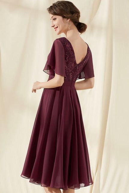 Robe de Soirée Velours Bourgogne Chic - gallery 5