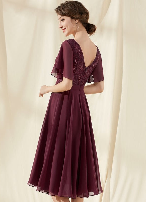 Robe de Soirée Velours Bourgogne Chic - gallery 5