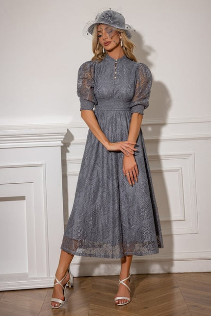 Robe de Soirée Dentelle Grise - gallery 3