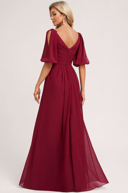 Robe de Soirée Mousseline Beige - gallery 1