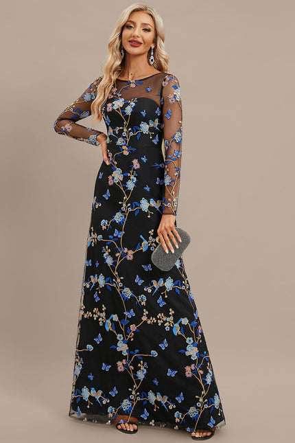 Robe de Soirée Floral Noir Chic