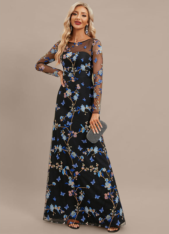 Robe de Soirée Floral Noir Chic
