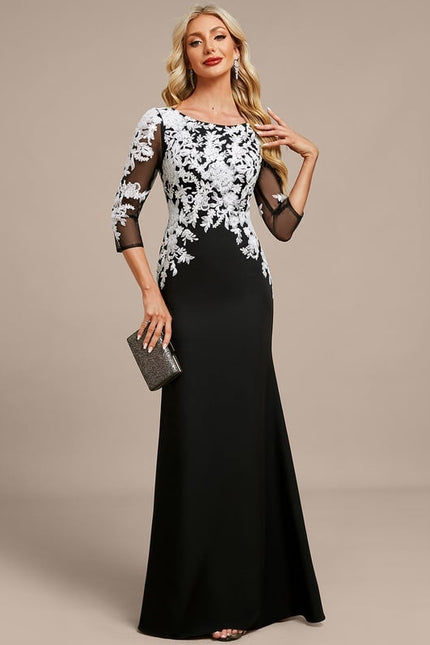 Robe De Soirée Col Bateau Dentelle - gallery 2