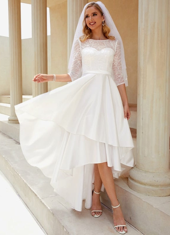Robe De Soirée Asymétrique Blanche - gallery 4