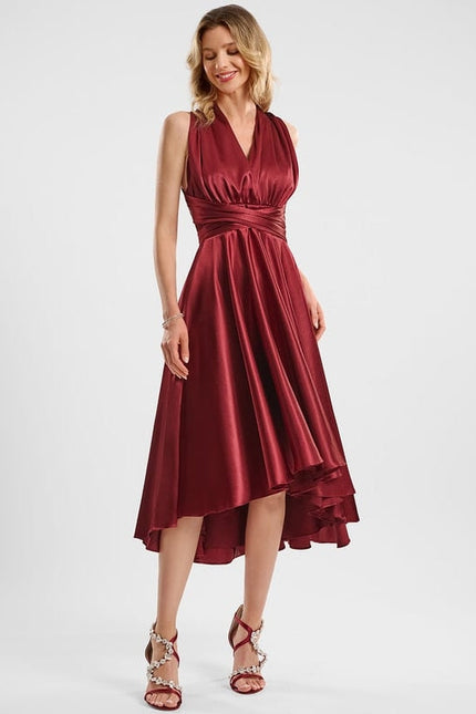 Robe de Soirée Rouge Satiné Moderne - gallery 8