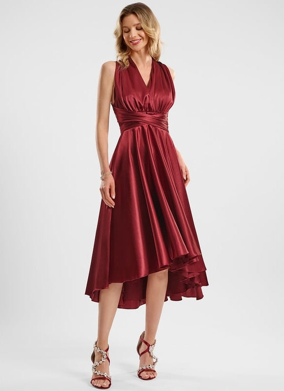 Robe de Soirée Rouge Satiné Moderne - gallery 8