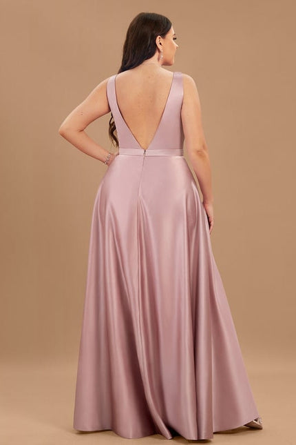 Robe de Soirée Satin Mauve Élégant - gallery 9