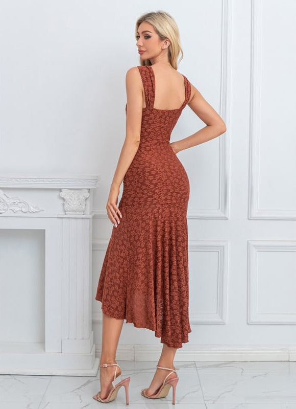 Robe de Soirée Jacquard Terracotta - gallery 2