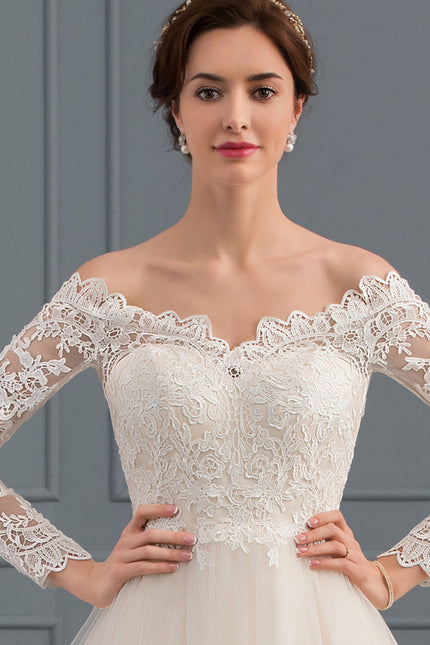 Robe de Soirée Longue Blanche Princesse Dentelle - gallery 7