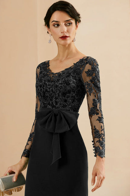 Robe Longue Noire Dentelle Soirée Paillettes - gallery 6