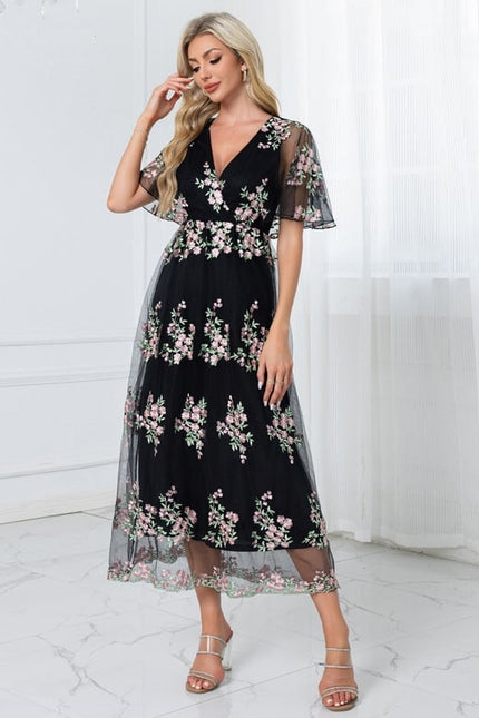 Robe de Soirée Florale Noire - gallery 5