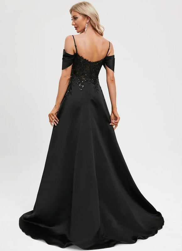 Robe de Soirée Noir Satin Glamour - gallery 1