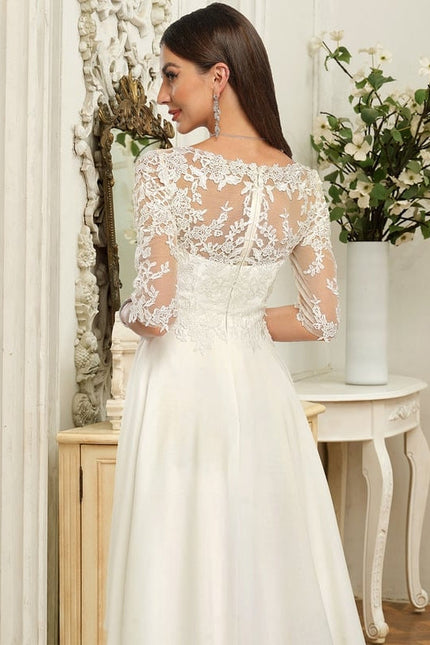 Robe De Soirée En Soie Blanche - gallery 5
