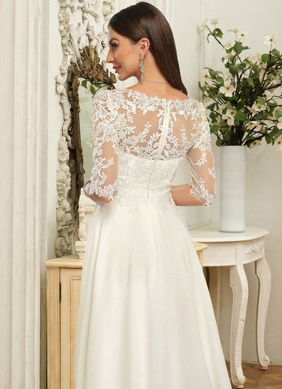 Robe De Soirée En Soie Blanche - gallery 5