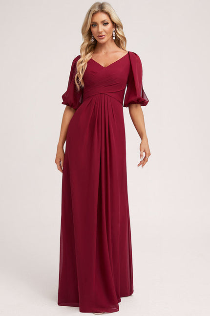 Robe de Soirée Mousseline Beige - gallery 3