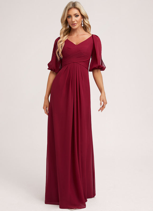 Robe de Soirée Mousseline Beige - gallery 3